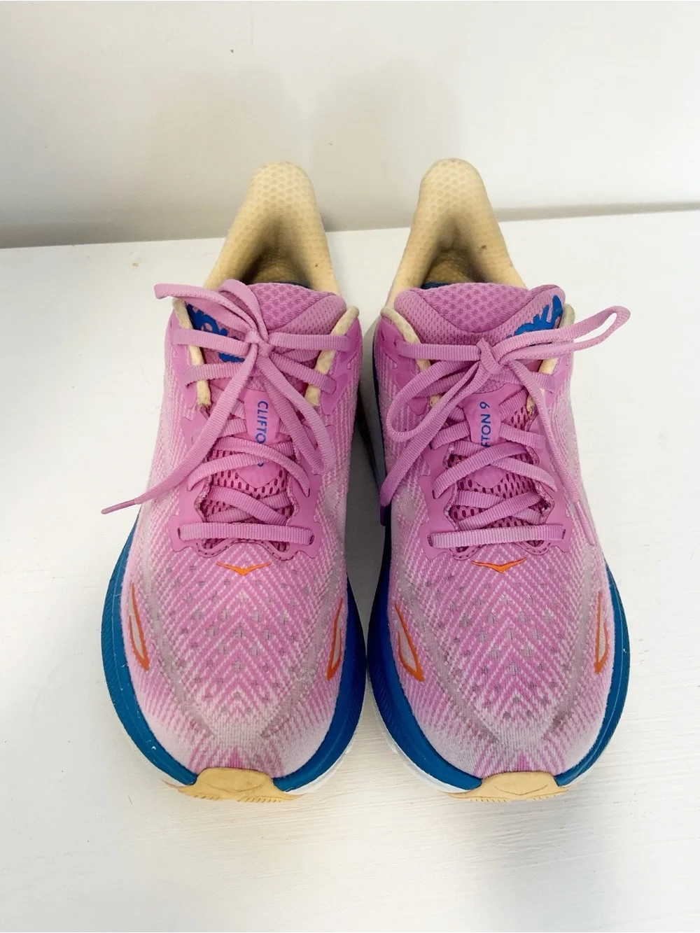 Hoka Clifton 9 Women's Running Shoes Pink and Navy Blue